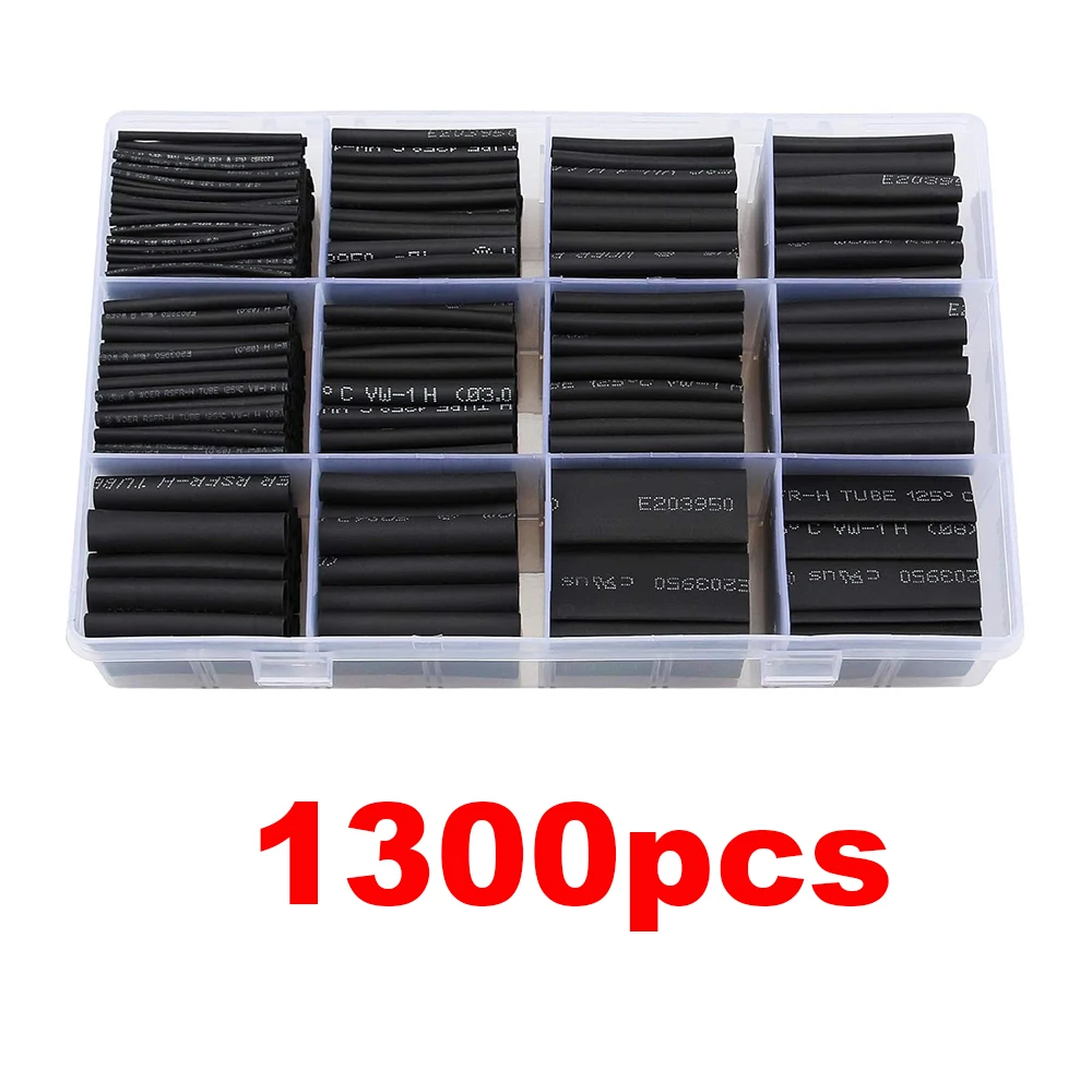 Heat Shrink Tubing Black innhom Heat Shrink Tube Wire Wrap UL Approved Ratio 2:1 Electrical Cable Wire Kit 1300pcs