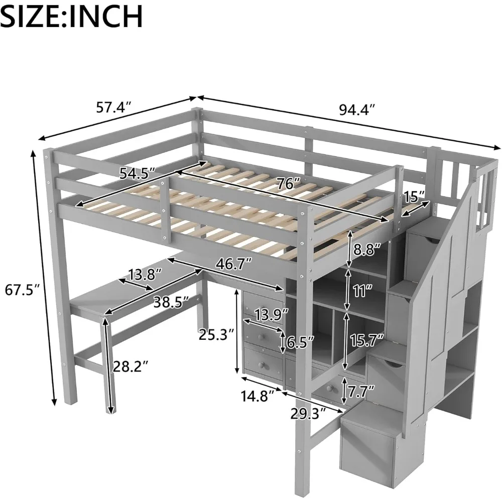 Full Loft Bed with Desk 2