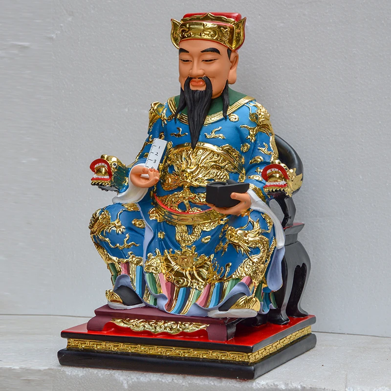 

30cm large HOME Temple Shrine TOP efficacious protection Recruit money GOOD LUCK ZUSHI LUBAN GOD Gold plating FENG SHUI statue