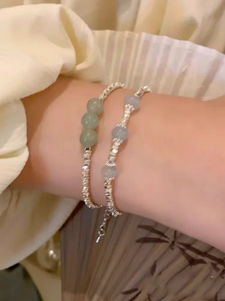 

Новый китайский браслет Hotan из сломанного серебра с нефритом для девушек 2024 новинка из стерлингового серебра пробы нишевой изящный будуарный браслет