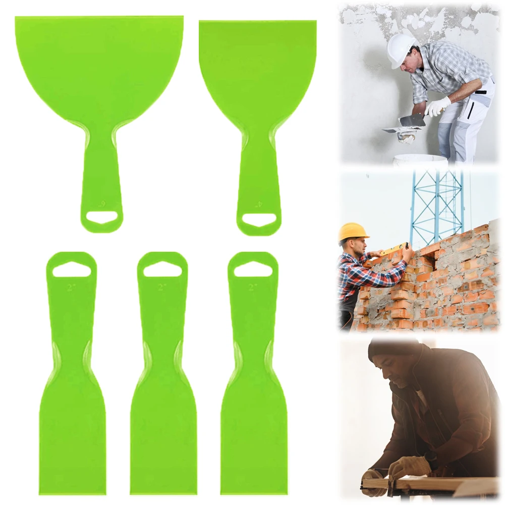 5 Pcs Plastic Putty Spatula Set Wallpaper Scraper Car Painting Spatula Scrapers for Spackling Patching Decals Wallpaper Remover