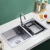 Kitchen Sink Stainless Steel Double Bowl Anti Corrosion Soundproof with Draining Basket and Sewer 3