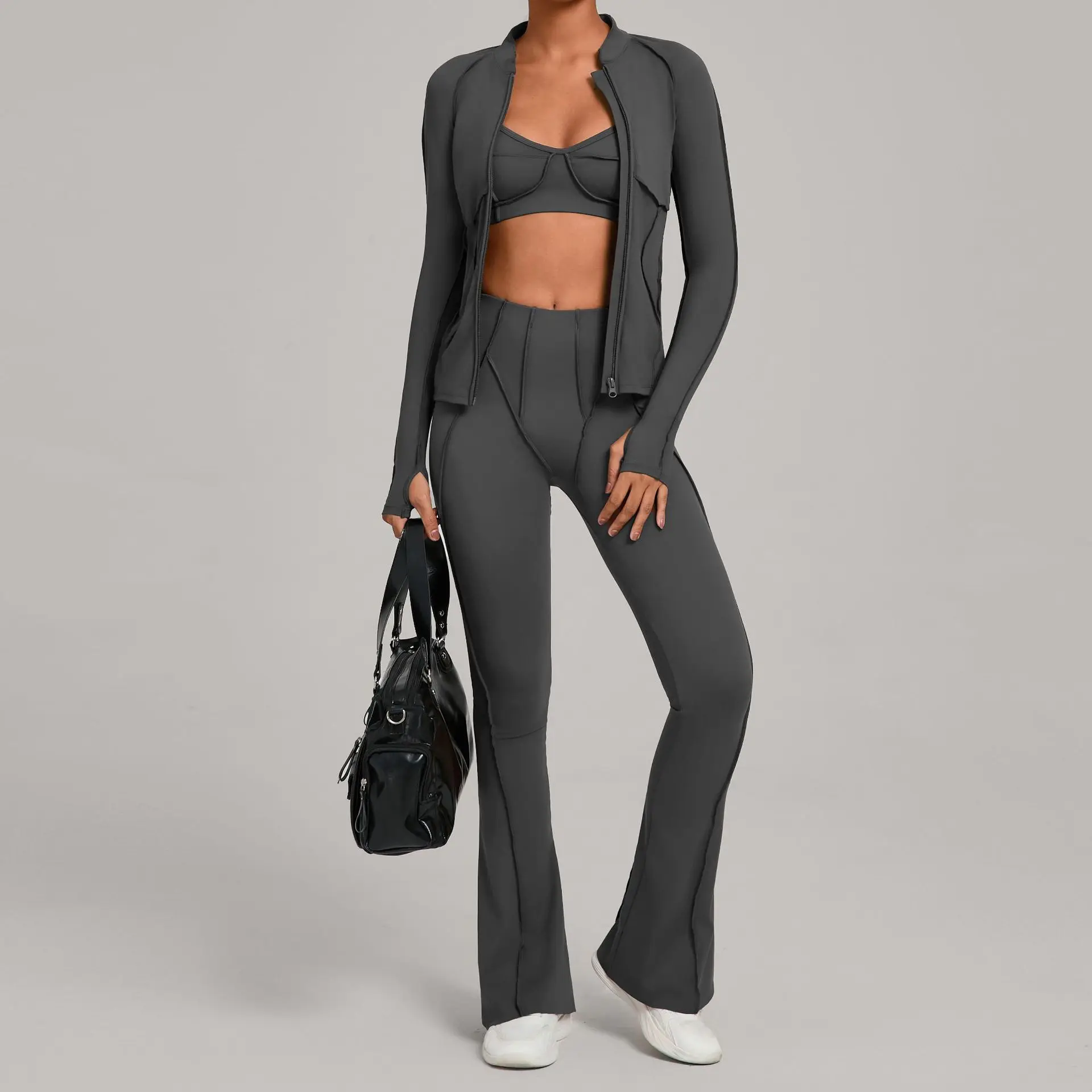 Yoga Set 2/3PCS Sports Outfits Women Clothes Fitness Tracksuit Gym Legging Workout Long Sleeved Female Bra Yoga Suit Sportswear 4