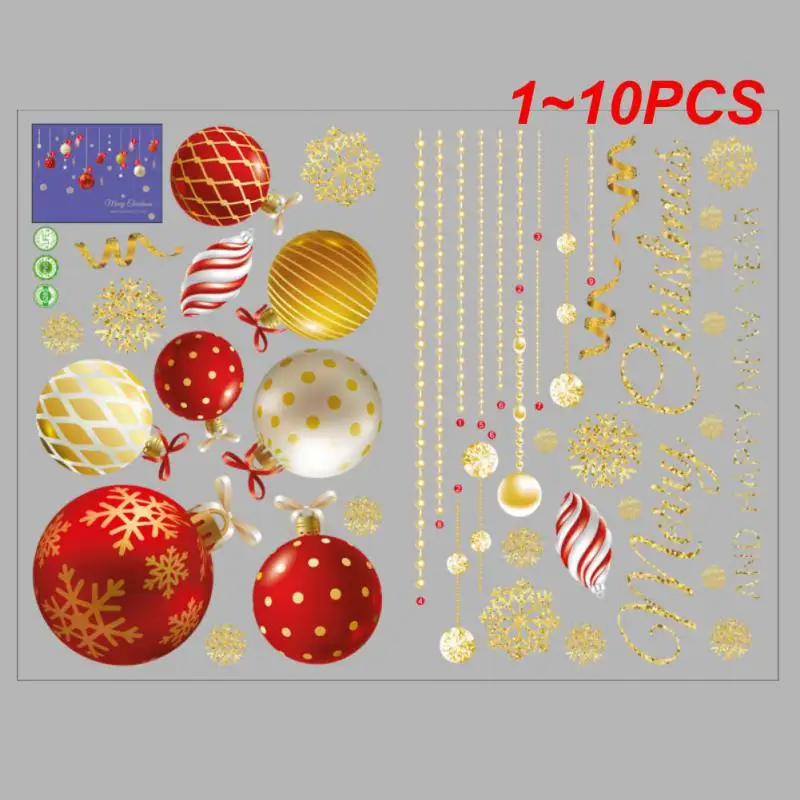 1~10PCS Christmas Window Stickers Xmas Ball Mirror Stickers Wall Ornaments Merry Christmas Decoration Mirror Sticker New Year