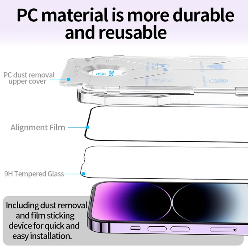 Dust-Free Installation Tempered Glass Screen Protector with Easy Install Auto-Dust Removal Kit