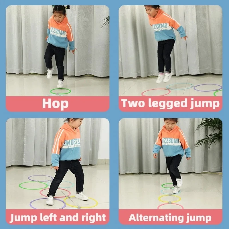 Outdoor Kids Funny Physical Training Sport Toys Lattice Jump Ring Set Game with 10 Hoops 10 Connectors for Park Play Boys Girls - Bilde 4