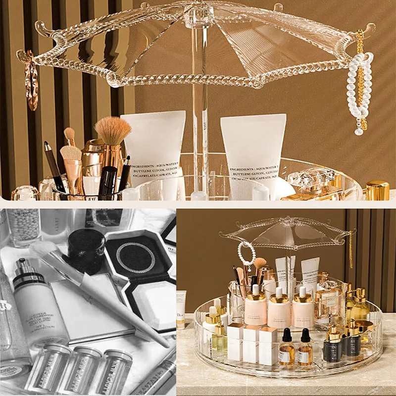 Makeup Organizers 360 Degree Rotation Transparent Storage Box Storage Shelf Cosmetic Storage Box Bathroom Organizer Home Storage 5