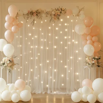 Tulle Backdrop Curtains with Lights 1