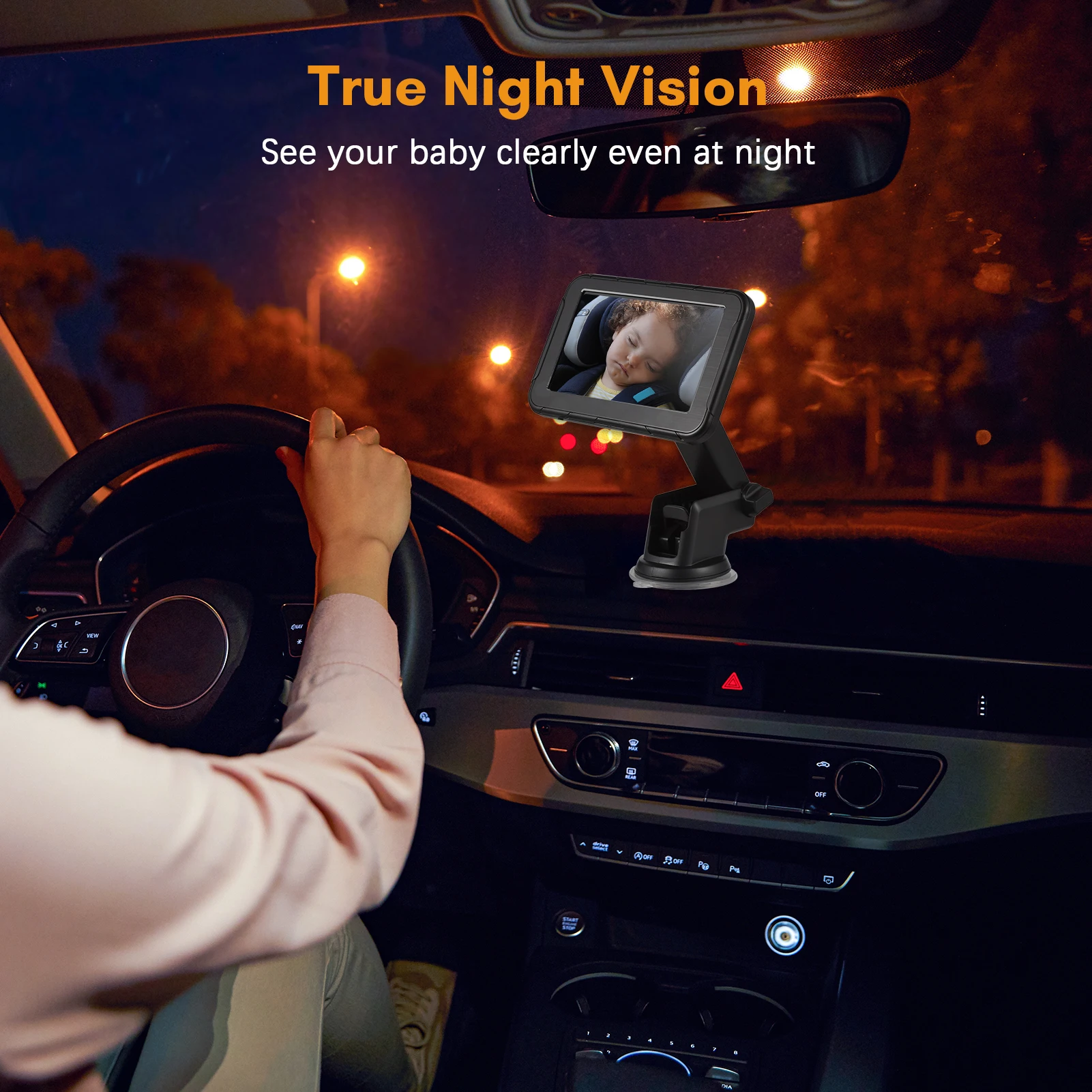 Baby Car Monitor 1080P High Definition Monitor Camera for Baby Rear Facing Seat 150&deg; Wide View Night Vision Car Mirror Camera
