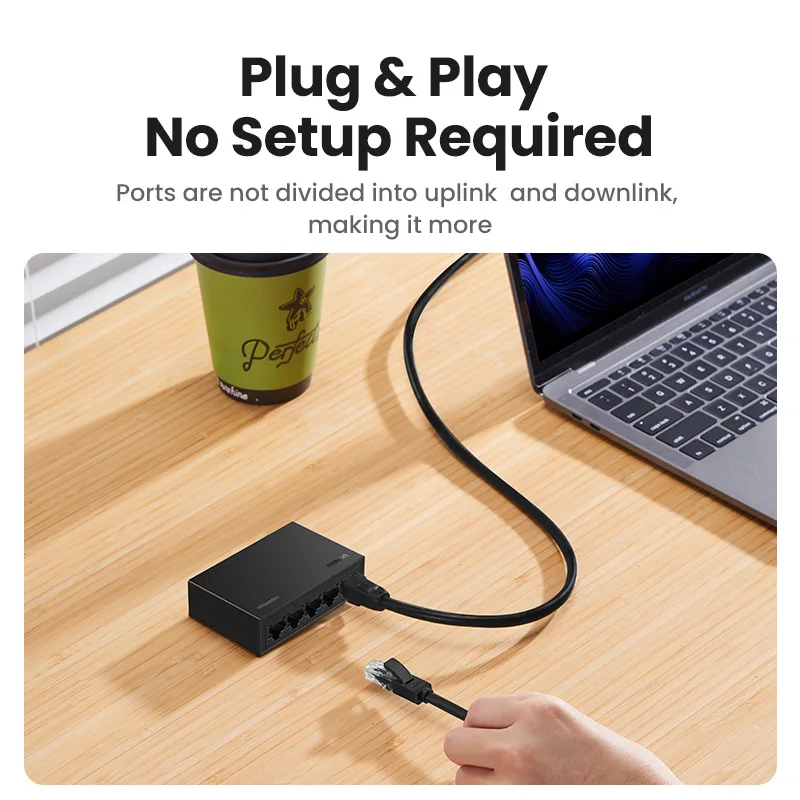 UGREEN Ethernet Switch 1000Mbps Mini Network Expansion 5 Ports All Gigabit for Router PC Lan Hub Full/Half Duplex Plug and Play 3