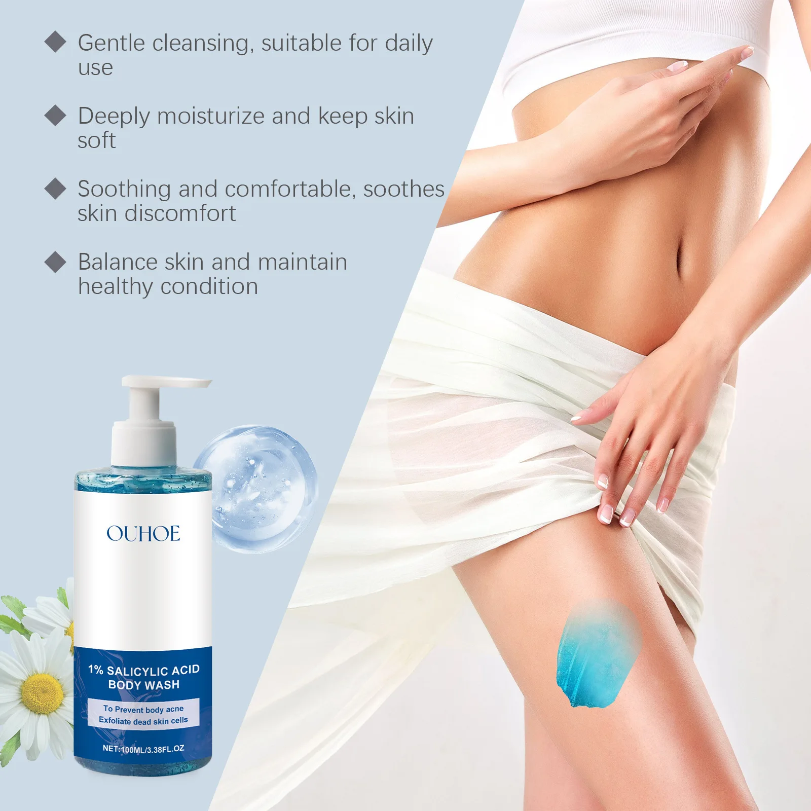 Body Wash Salicylic Acid Body Wash Deep Cleaning Acne Brightening Exfoliator Nourish Shrink Pores Repair Chicken Skin