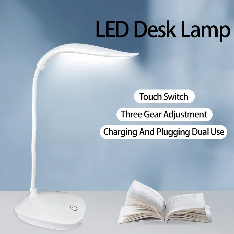 Lampe de bureau de lecture LED portable, chargement USB, gradation tactile, protection des yeux, éclairage de la chambre et du bureau