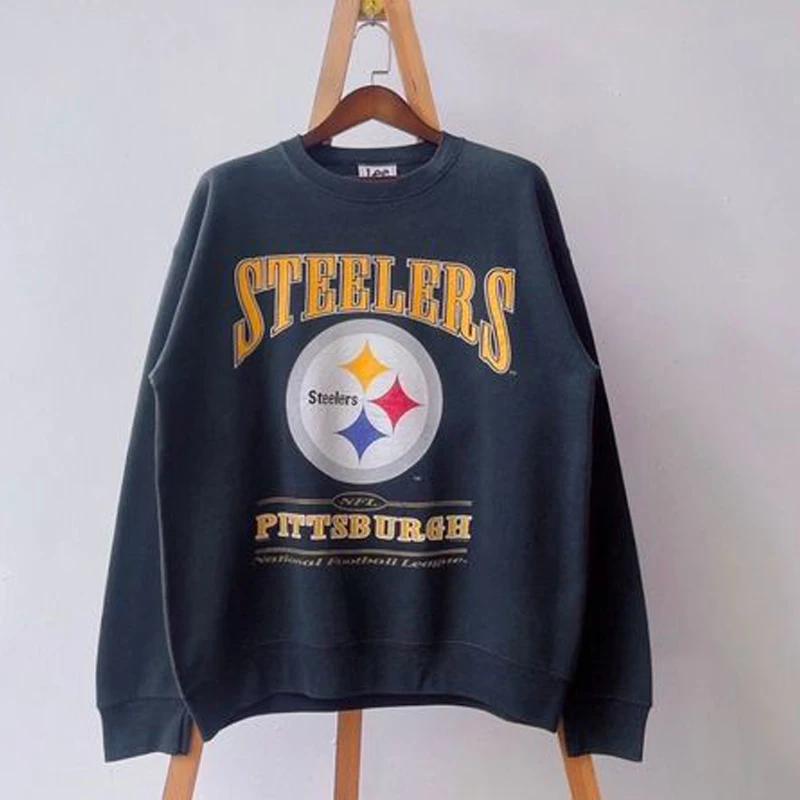 Unisex Retro Loose Fashionable Cotton Letter Print Sports Pullover
