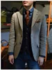 1 Pieces Herringbone Single Breasted Slim Fit Casual Men's Blazers Sets Wool Coat for Men Blazers Luxury Designer Male 3
