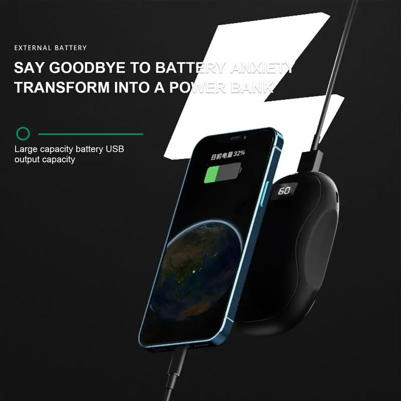 2-in-1 Digital Display Hand Warmer Portable USB Charging Power Bank Three Gear Temperature Adjustable Heater