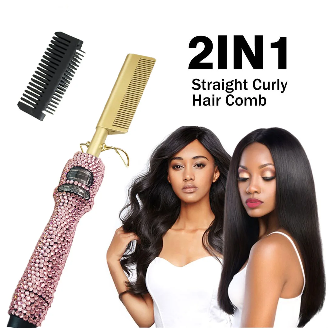 Piastra Per Capelli Spazzola Lisciante Ferro Pettine Caldo Piastra Per Parrucche Spazzola Lisciante Per Capelli Professionale Bigodino Per Capelli In 