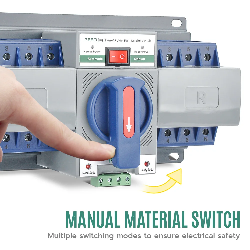 Smart circuit breaker FEEO 4P 230V Automatic Transfer Switch Mini Photovoltaic ATS Din Rail Dual Power Solar Electrical Installation House Automation