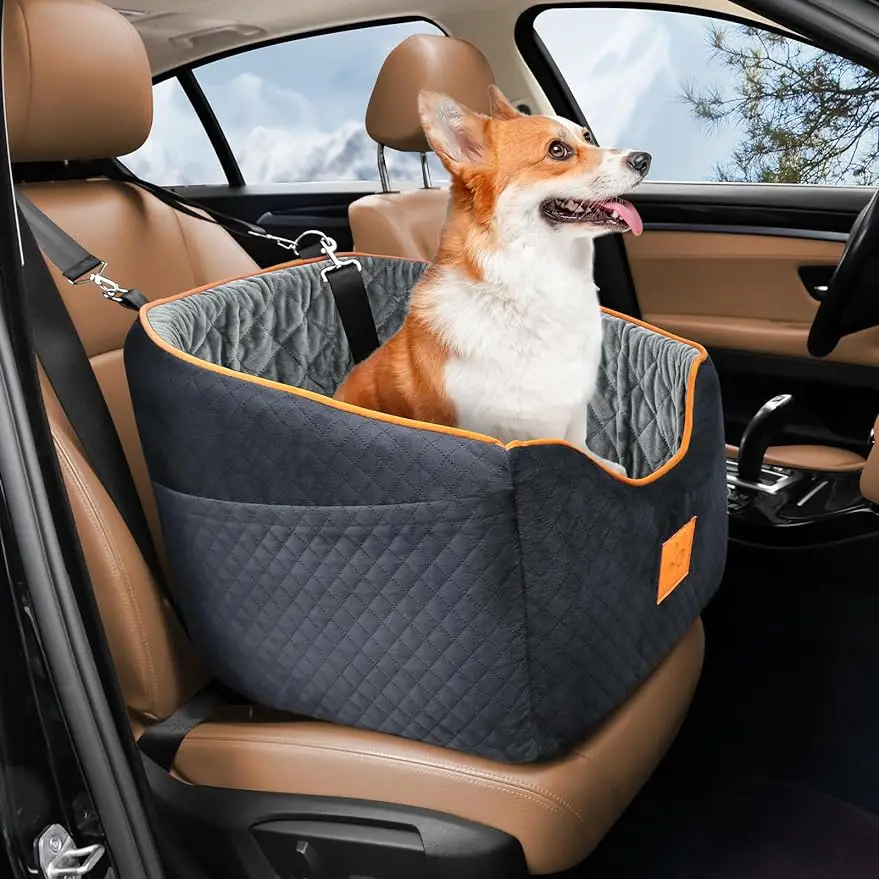 

Dog Car Seat for Small Dogs, Memory Foam Booster Dog Seat for Dogs up to 35 lbs, Elevated Pet Car Seat, Travel Safety Car Seat