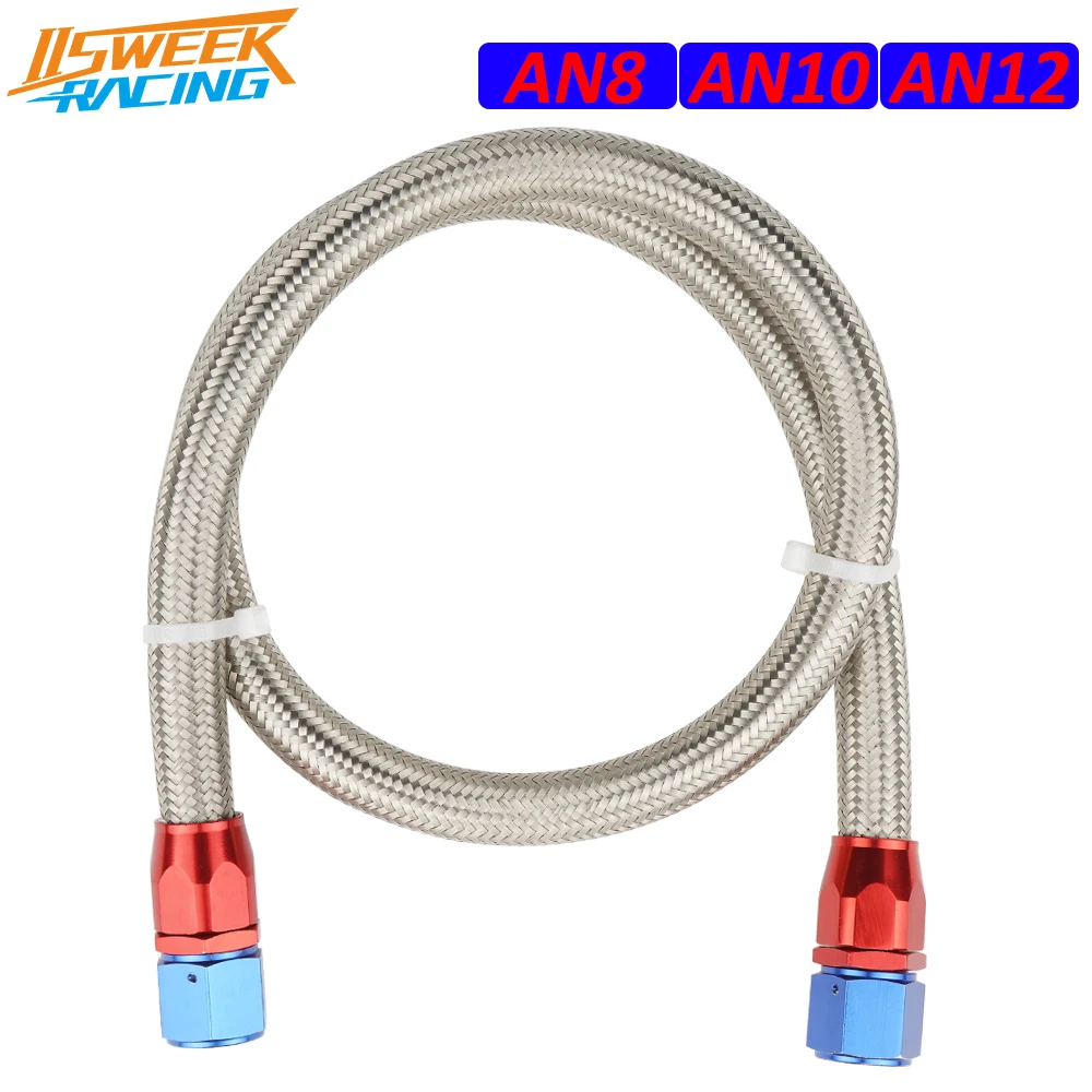 AN8 Fuel Line Hose 3ft - Stainless Steel Braided CPE Rubber Fuel Hose