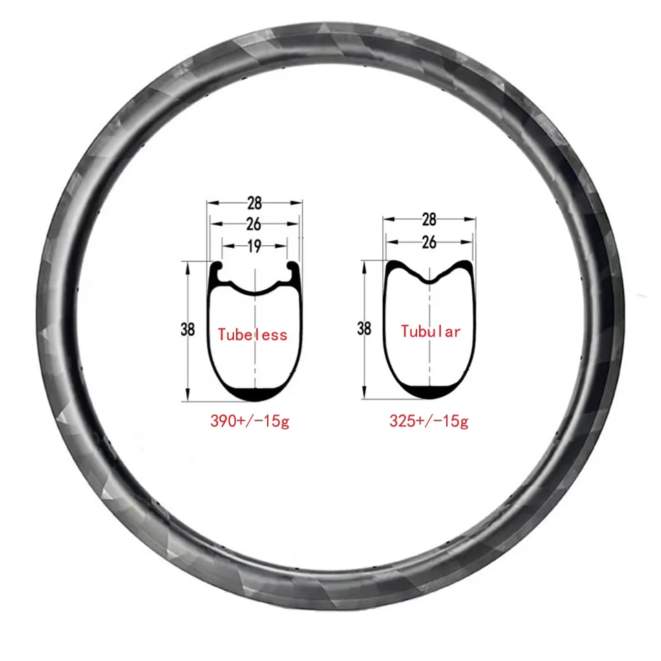 Jante Carbone Vélo Route/gravel 700c Largeur 28mm 24 Trous UD - Tubeless Ready - NEUVE