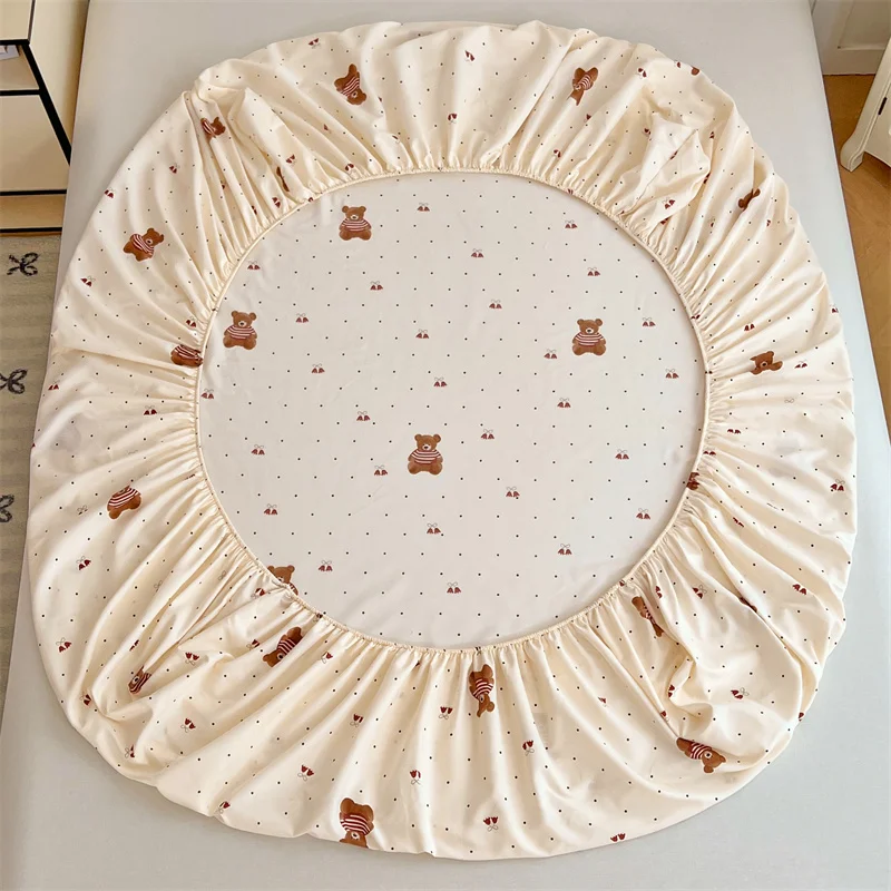 Cartoon Bear Fitted Sheet Bed 150/180cm Cover Skin-friendly Bedsheets Elastic Bed Linen drap de lit (Pillowcase Need Order) 6