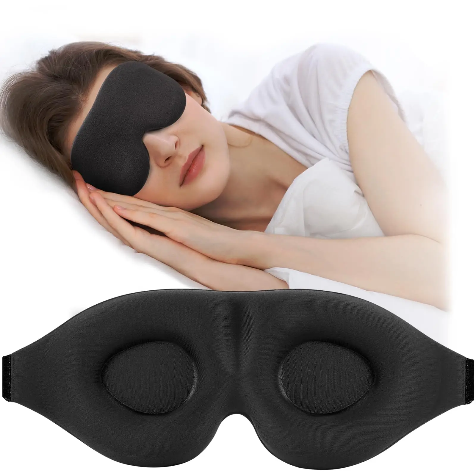 Maschera Sonno per Dormiente Laterale, Completa Maschera Occhi Dormire Blocco Luce 3D - Foto 8 di 8