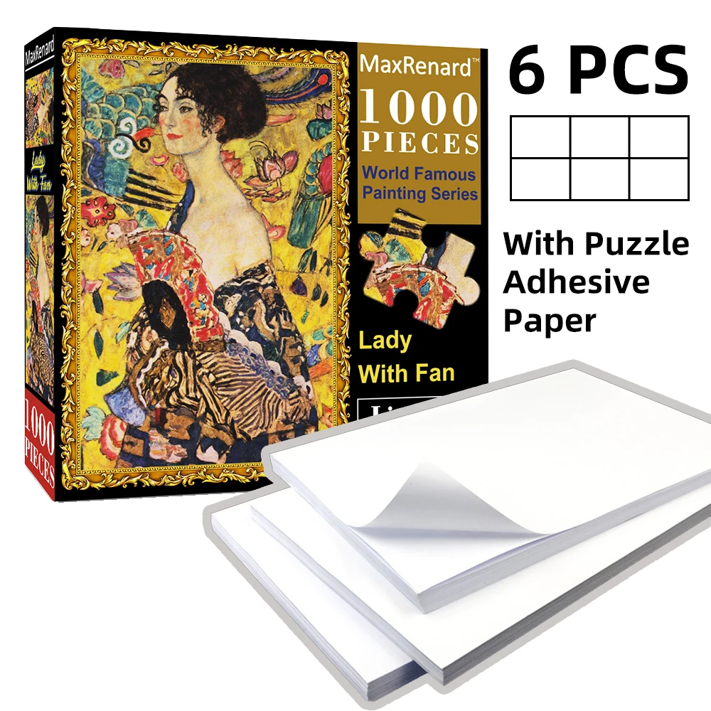 MaxRenard Puzzle 1000 Pieces With Stickers Glue Adhesive Jigsaw Family Game Art Puzzles Toy for