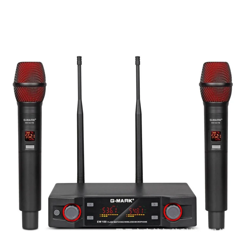 

Cross-Border Manufacturers One-to-Two Wireless Microphone Family KTV Stage Performance Wedding Host Anti-Howling Microphone