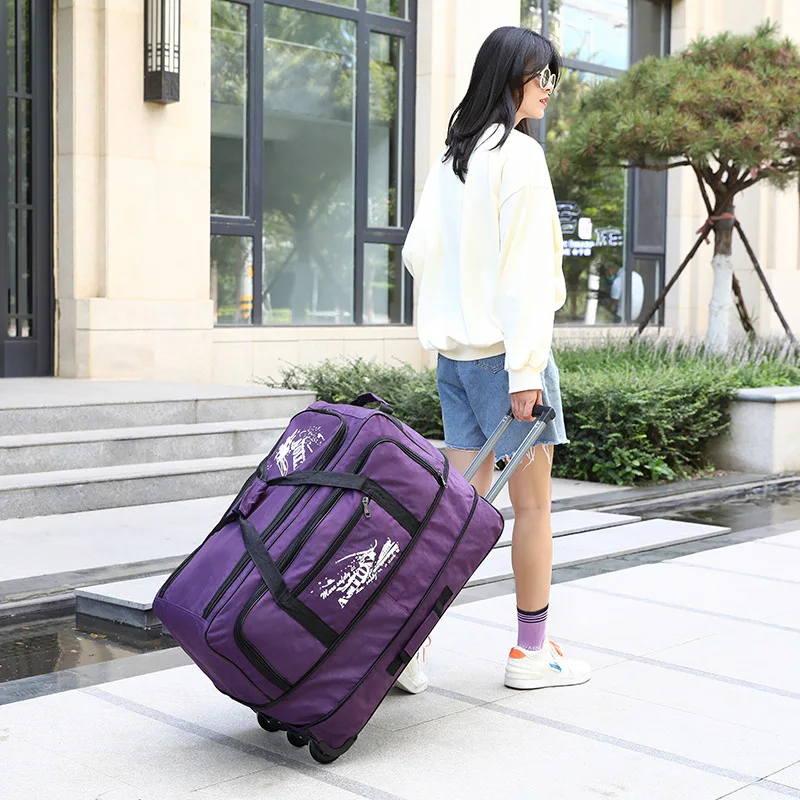 Oxford Cloth Travel Men's And Women's General Boarding Business Bag Out Waterproof Folding Luggage Bag Pull Rod