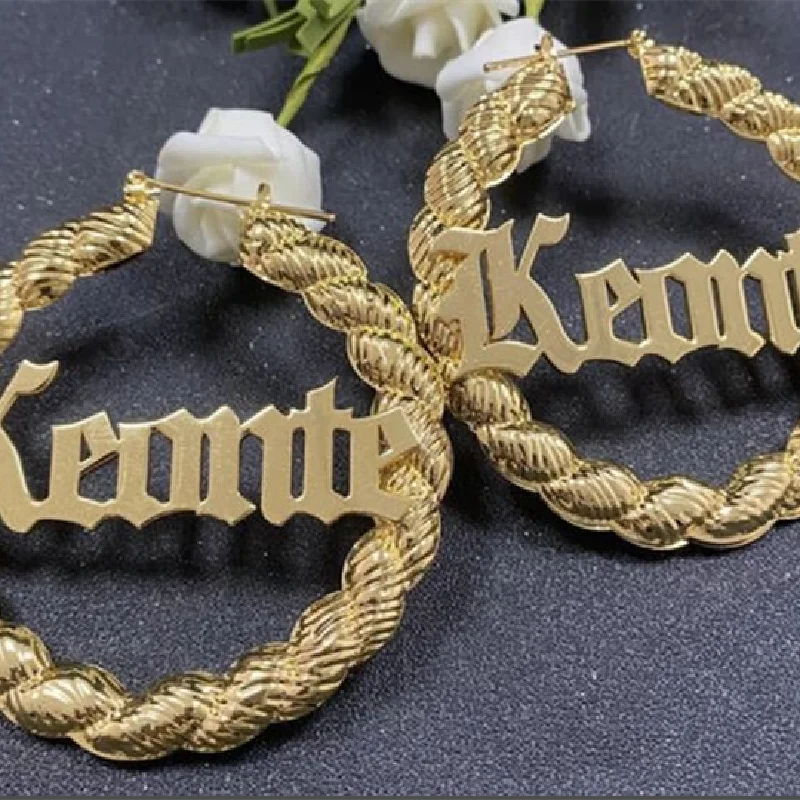 Aurolaco 70mm Earrings Custom Name Earrings Customized Hoop Earrings