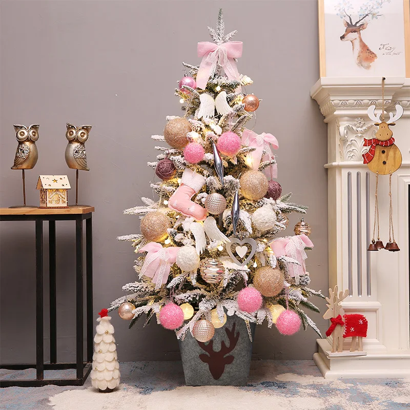 120cmFlockingChristmasTreePackageWithDecorationSnowTreeLuxury