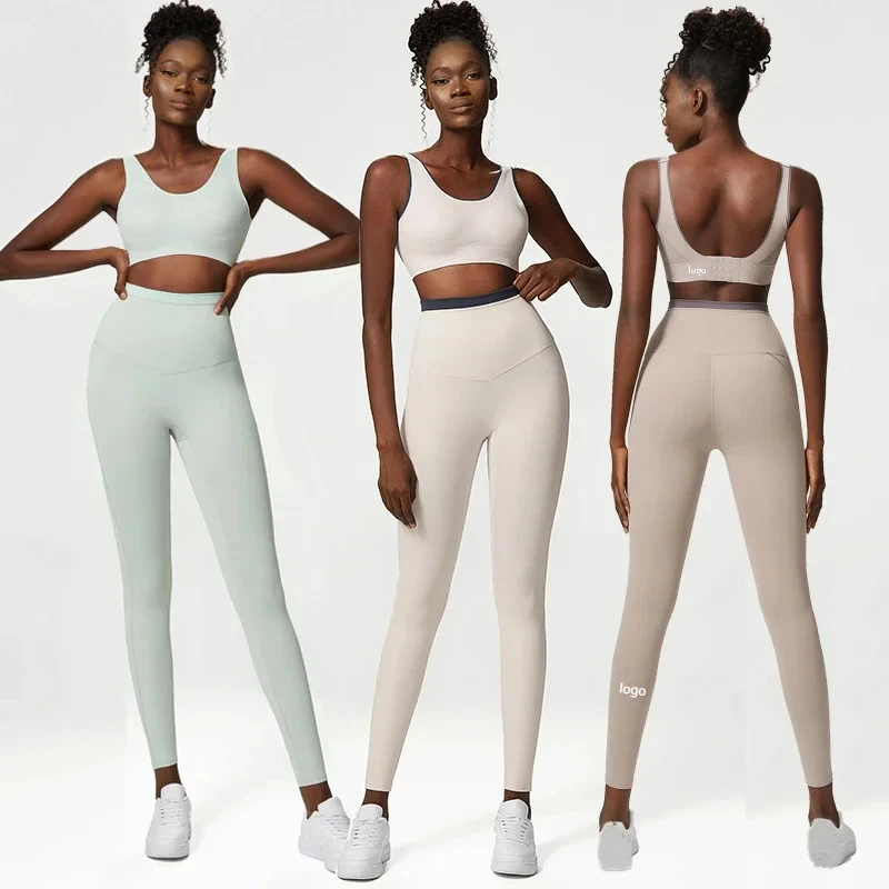 

Yoga Set Womens 2 Piece Traceless Yoga Suit Women Large leisure time Sports Suit Running Fitness Set Leggings Sports Bra