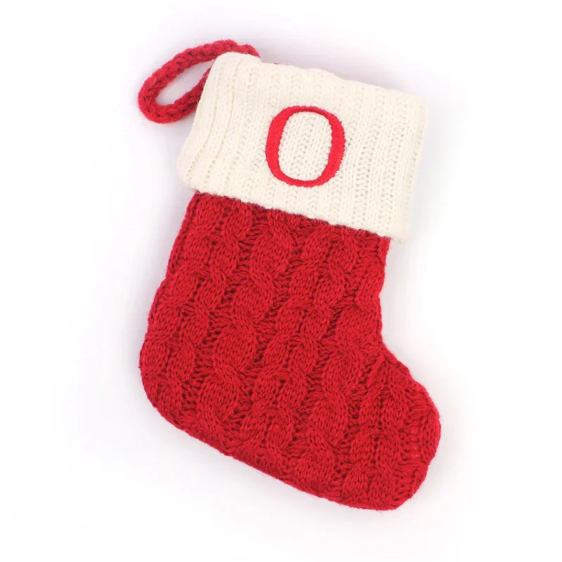 Festive Knitted Christmas Stocking with Snowflake & Letter Design