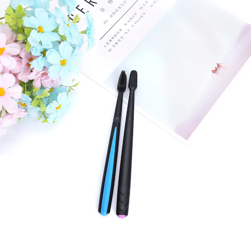 

Sdotter 2Pcs Nano Bamboo Charcoal Toothbrush Double Ultra Soft Tooth Brush Tongue Cleaner Black Heads Nano-antibacterial Toothbr