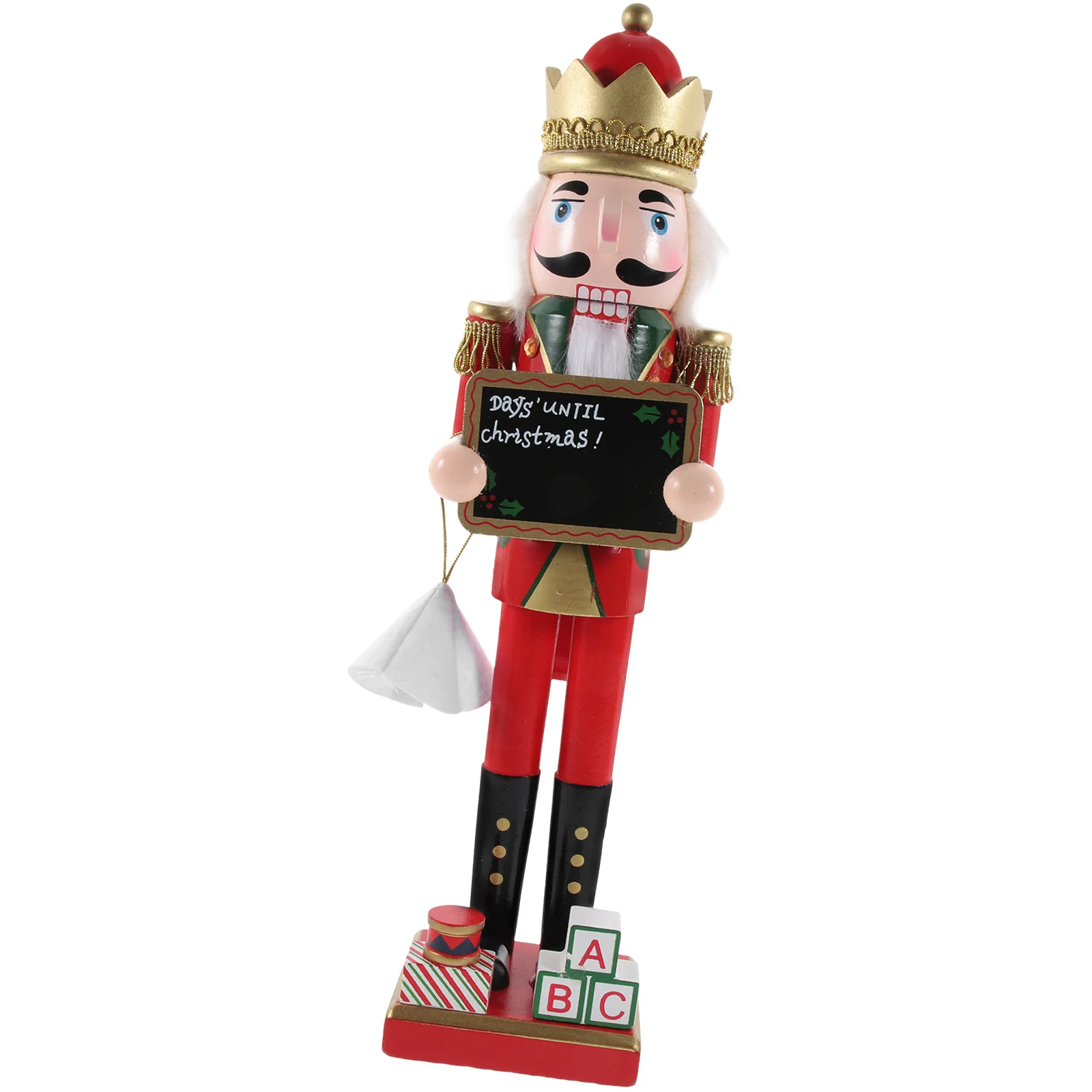 

38CM Christmas Nutcracker Wooden Nutcracker Figure Desktop Christmas Wood Puppet Ornament Gift Christmas Nutcracker Statue