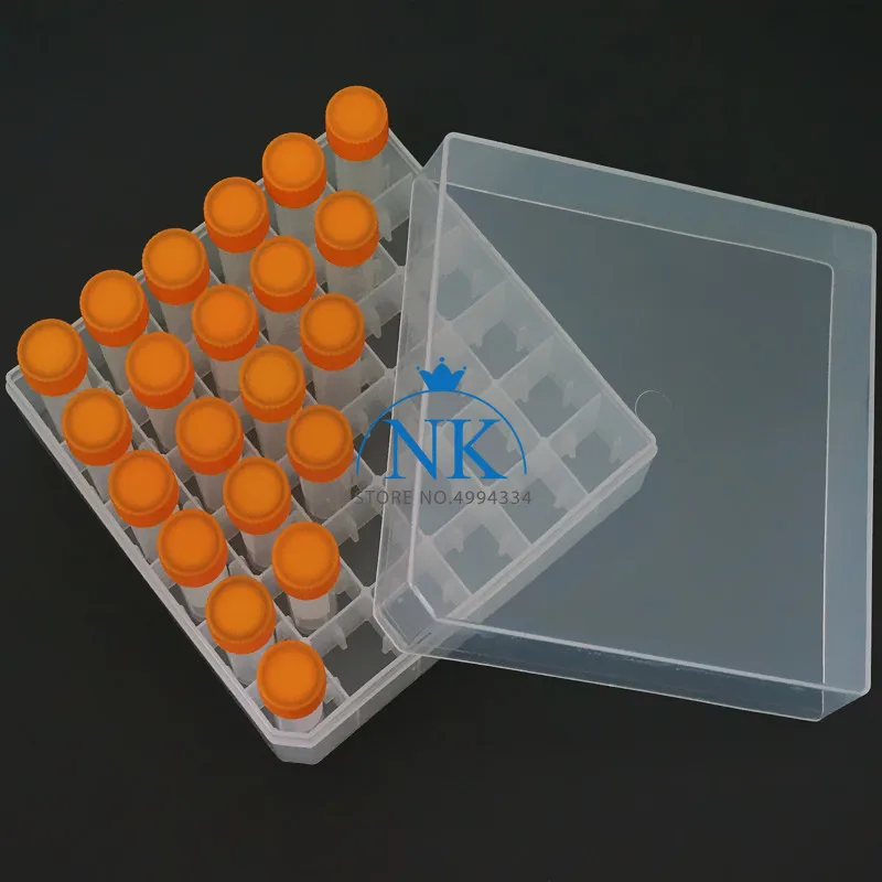 36 pieces plastic 5ml freezing tube + one piece 36 vents plastic Freezing tube storage box for experiment