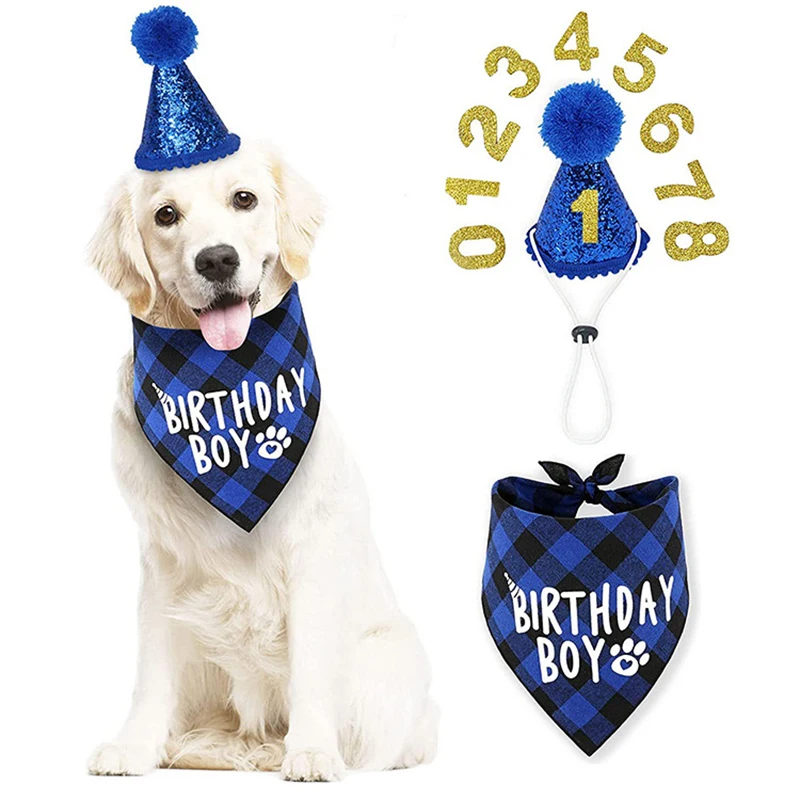 Pet Party Decoration Set Dog Birthday Triangle Scarf Hat Bow Tie Dog Birthday Decoration Supplies Dog Supplies