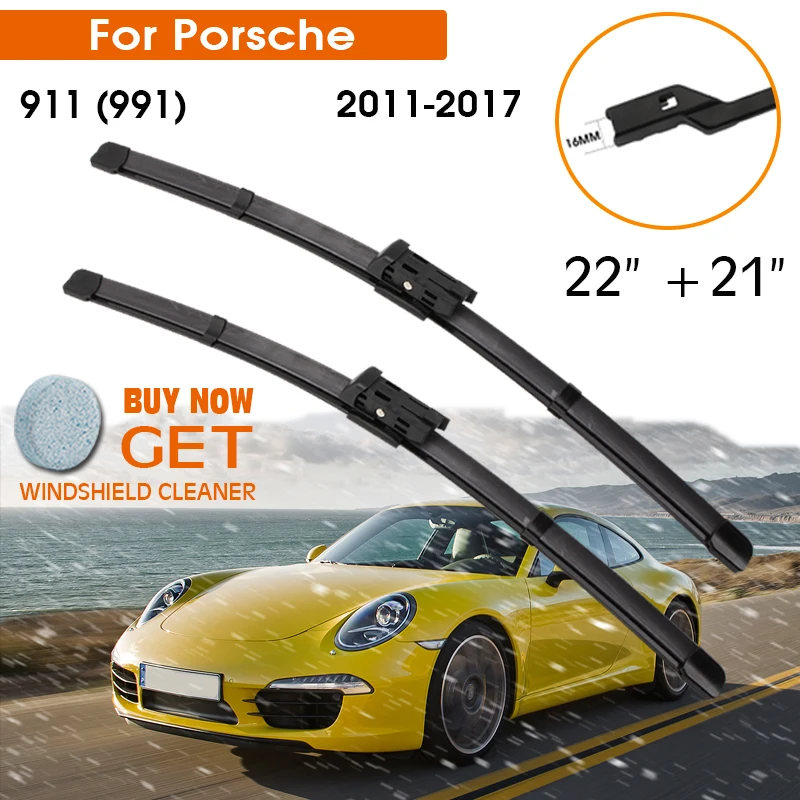 Car Wiper Blade For Porsche 911 (991)  2011-2017 Windshield Rubber Silicon Refill Front Window Wiper Blades 22"+21" Accessories