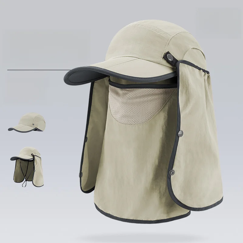 Nuovo cappello da esterno con berretto a tre pieghe a becco d'anatra con protezione completa, protezione solare, protezione per il viso, berretto da baseball, antizanzare_voghion.com