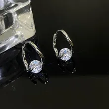  2022 New Fashion Simple Personality Single Zirconia Women's Earrings Korean Style Luxury Temperament Chic Jewelry Earrings 
