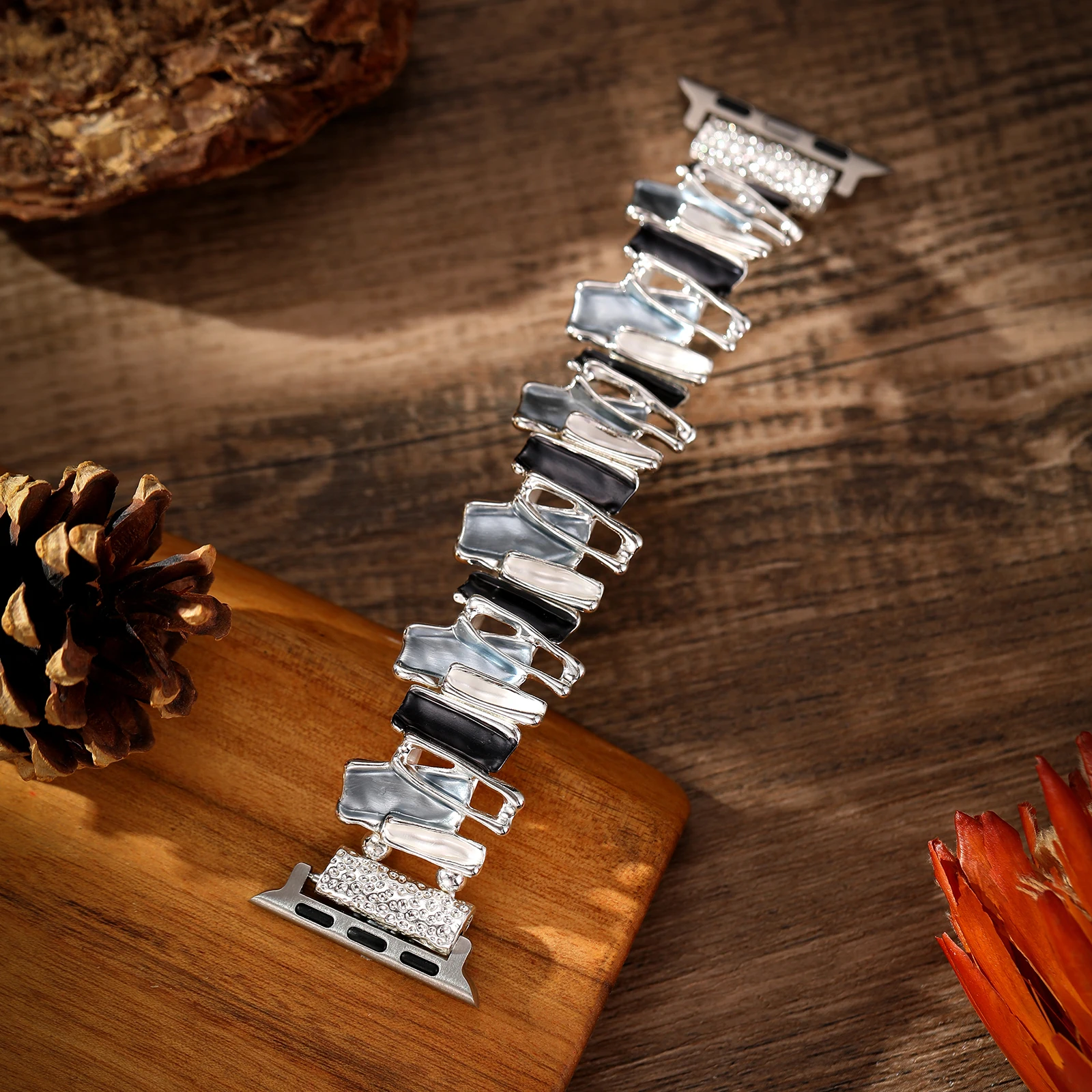 Irregular Geometry Elastic Metal Watch Strap Bracelet