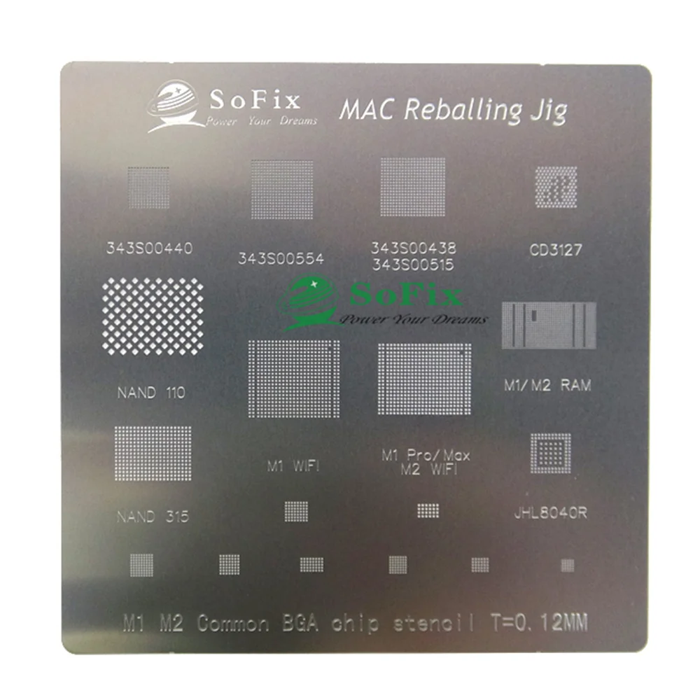macbook repair stencil Sofix-WIFI T1 T2 M1 M2 PMU SMC Reballing Logic Board BGA Chip Reballing Stencil Integrated Tin Net For Macbook Repair