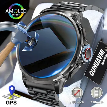 2024 nouveau 1.85 pouces Ultra HD AMOLED montre intelligente hommes GPS Bluetooth appel 710 Mah batterie Sport Fitness smartwatch pour Huawei Xiaomi