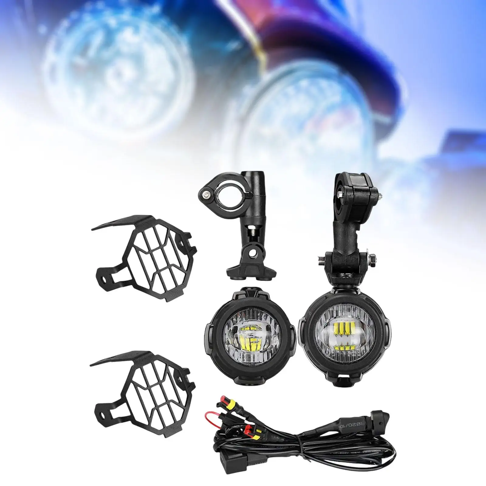 

2Pcs Motorcycle Fog Lights LED Auxiliary Spotlights 6000K Easy to Install with Relay Wire White Light for R1200GS F700GS