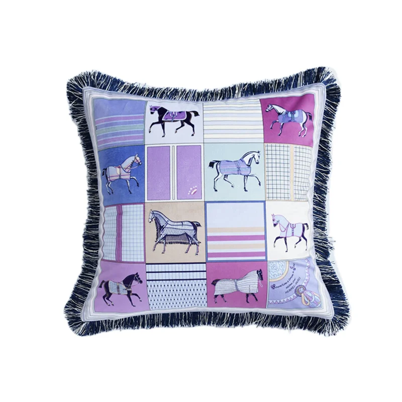 Description Picture 5 of itemDecorative Cushions for Living Room Dakimakura Luxury Pillowcase Decor Cushion Covers 45*45 CAR Tassel Plaid Pillow Cover H Body