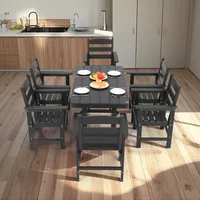 7-Piece HDPE Outdoor Patio Dining Set – 6 Chairs with 51'' Table, Weather-Resistant Furniture Set - Image 2
