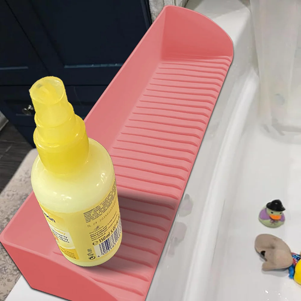 A Bathtub And和水槽 Splash-Proof Cover-Silicone Bathtub Splash-Proof Holder, Tray Holder, Cover with 4 Suction Cups, Silicone Water Shield