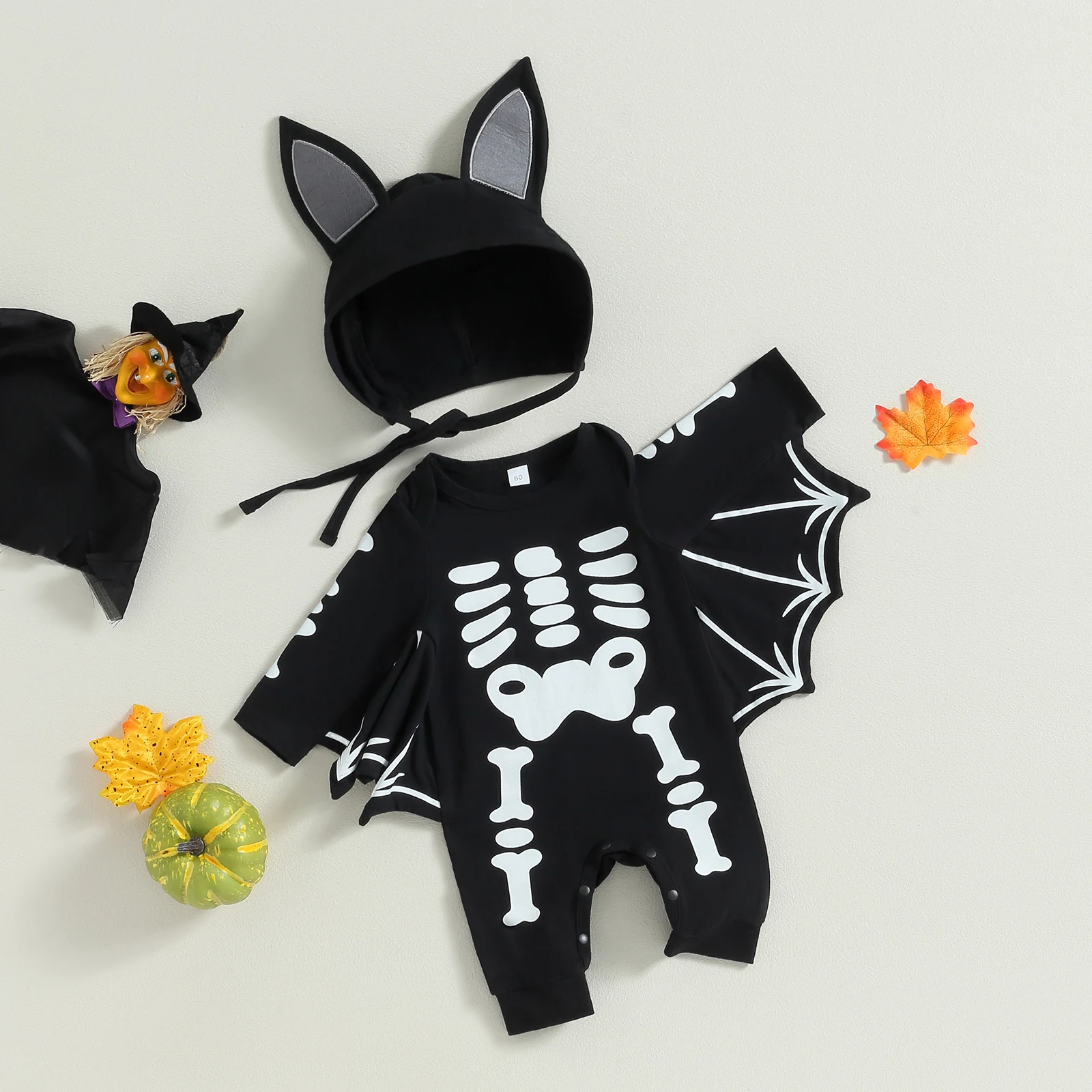 Infant Romper 0-24M Halloween Baby Boy Bat Jumpsuit Newborn Infant Toddler Long Sleeve Playsuit Costumes D05