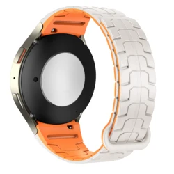 Seamless Silicone Magnetic Watch Band Bracelet - Galaxy Watch 5 44mm (Starlight Orange)