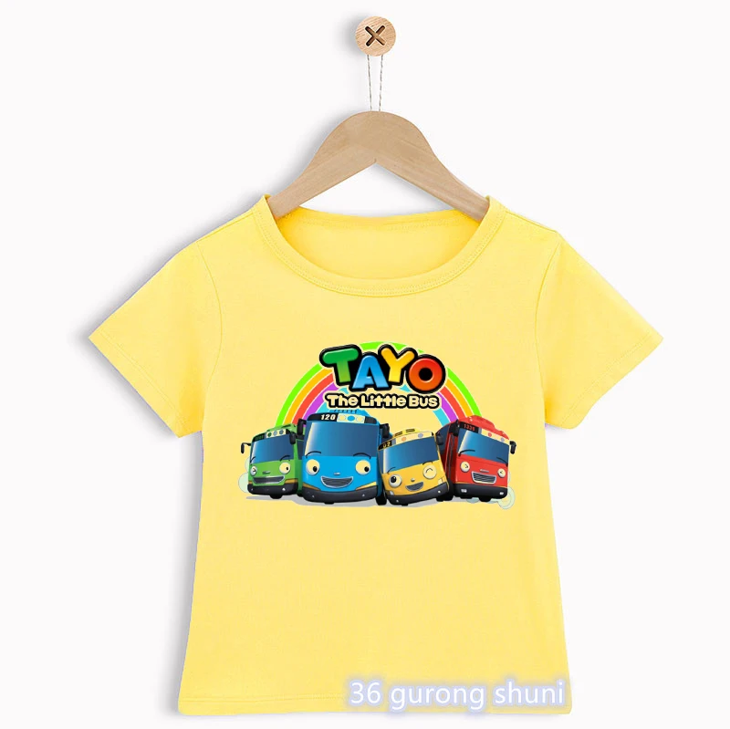 2022 Fashion Children Tshirt Cute Tayo And Little Friends Car Cartoon Print Boys T-Shirt Summer Girks Shirt Toddler Tshirt Tops children's t shirt with animals	 Tops & Tees